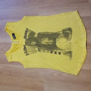 Yellow graphic aboriginal print sleeveless tank top size medium GUC
